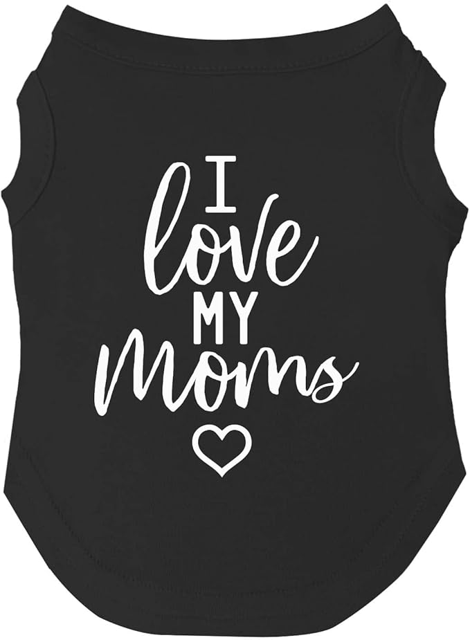 I Love My Moms (Two) Mother's Day Dog Tee Shirt | Sleeveless | Sizes for All Ages and Breeds | Pride Day | LGBTQ+ | Rainbow | Parade |Black, X-Large 175