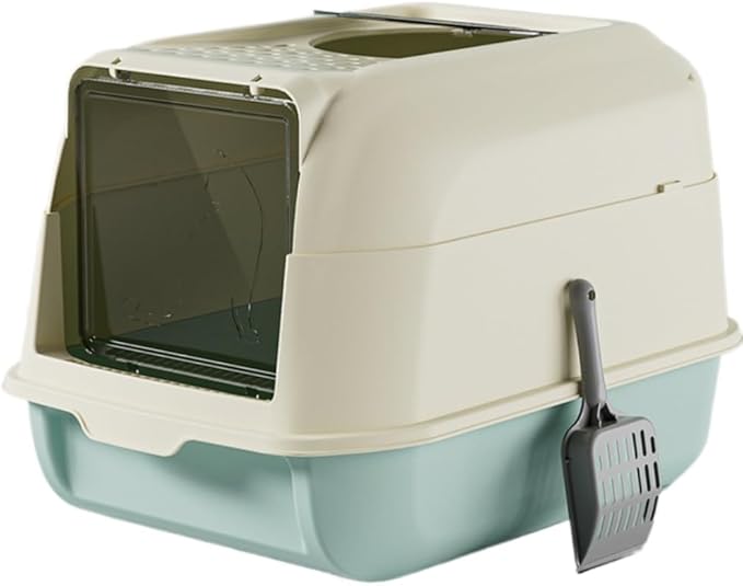 Fully Enclosed Cat Litter Box with Lid - Splash-Proof and Leak-Proof, High Edges, Odorless Design, Easy Installation and Cleaning, 20.5" L X 14.2" W X 13.4" H (Blue)