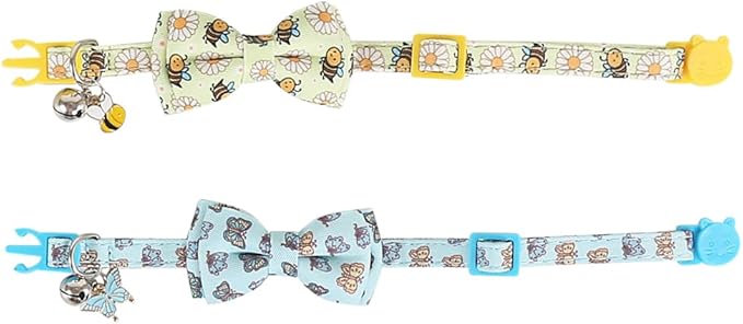 Cat Collar Breakaway with Cute Bow Tie and Bell Accessories for Kitty Adjustable Safety