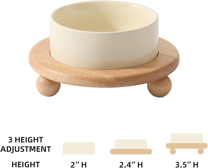 Havniva Raised Cat Bowls Water Bowl 5.1” Elevated Ceramic Cat Food and Water Bowl Whisker Friendly Pet Food Bowls for Indoor Cats, Wide Cat Water Dish Prevent Whisker Fatigue Non Slip Cat Feeder