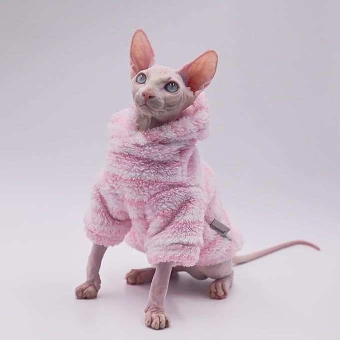 Hairless Cat Clothes Warm Thickness Soft Winter Cat Apparel for Sphynx Cats, Devon Rex Cats, Cornish and Small Cats (Medium)