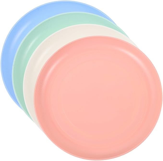 4pcs Cat Feeding Bowls Set Shallow Pet Food Plates Flat Round Dishes 20cm for Kittens and Short-Legged Cats, Non-Slip Sturdy Pet Bowls for Feeding and Watering