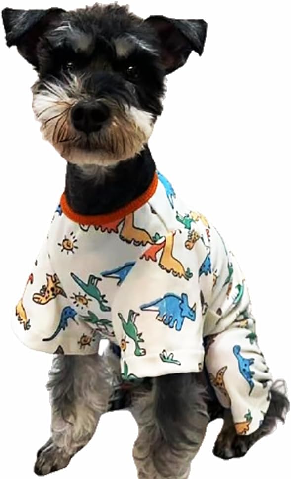 Dino Pet Pajamas Dog Jumpsuit Puppy Clothes, Cotton Pet Pajamas Kitten Soft Material Small Dog Onesie Cat Sweater Puppy Pjs Chihuahua Yorkie Onesie(Dino Pajamas, Small)