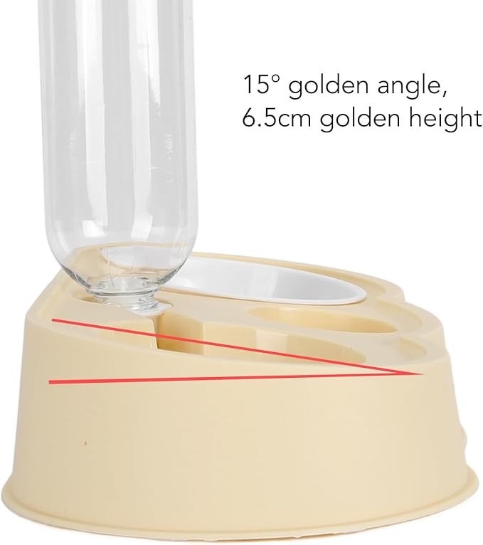 Double Pet Bowl Set, Non - Slip Stable 2-in-1 Food & Water Bowl with Automatic Water Dispenser Bottle, Feeding Station for Cats, Small Dogs and Mini Pets (Yellow)