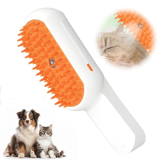 Cat Steam Brush for Shedding, 2026 New Pet Steam Grooming Brush, Multifunctional Hair Removal Comb for Home Use, Rechargeable Pet Comb for for Short and Long Hair Cats Dogs (White)