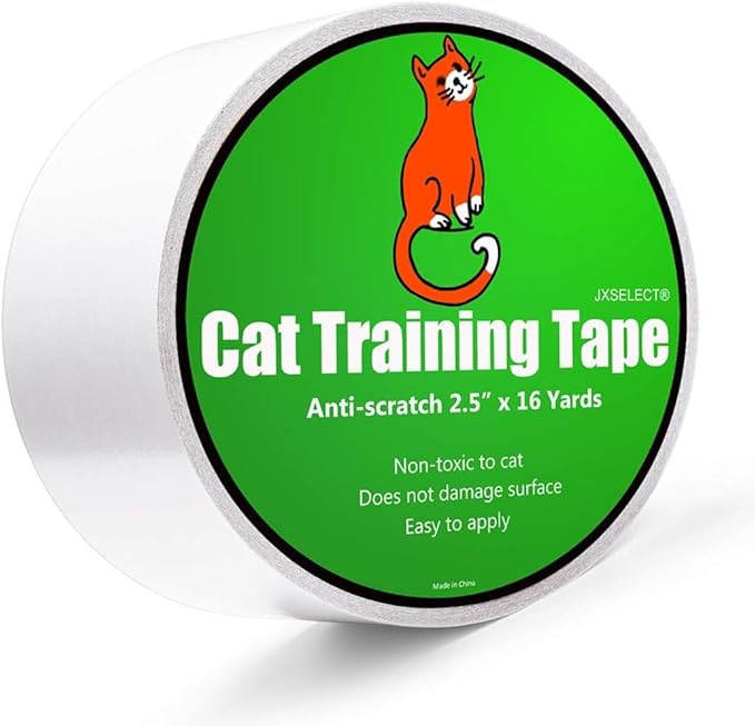 Anti-Scratch Tape for Furniture - Stop Cats from Scratching Couch, Chair Corners, Door Frames, Countertops, and Carpets, Clear Double-Sided Cat Training Tape, 2.5" x 16 Yards Roll