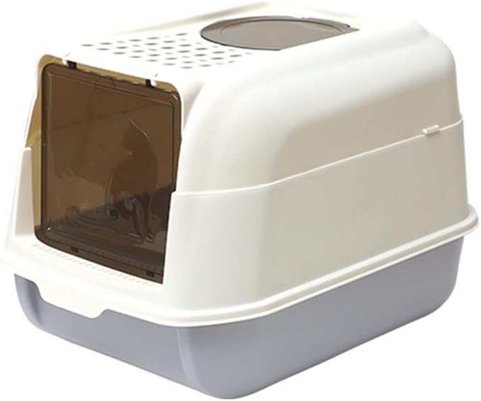Fully Enclosed Cat Litter Box with Lid - Splash-Proof and Leak-Proof, High Edges, Odorless Design, Easy Installation and Cleaning, 20.5" L X 14.2" W X 13.4" H (Gray)