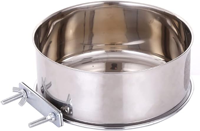 Stainless Steel Hanging Pet Bowls, Dog Crate Food and Water Bowl Metal Coop Cups with Clamp Holder, Detached Dog Cat Cage Kennel Bowl Feeder Dish for Dogs Cats Birds Ferret Rabbit and Small Animals