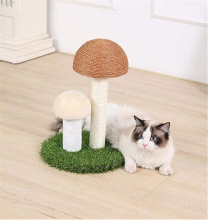 Cat Scratching Post Mushrooms Scratching Post Simulated Lawn Cat Climbing Frame Sisal Cat Scratcher Kittens Toy Home Furniture Protection Brown