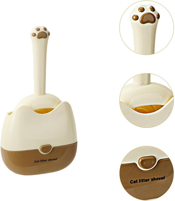 Cat Litter Scooper with Holder Modern Convenient Comfortable Wide Basket Sifter for Living Room Litter Box- Yellow