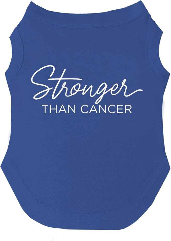 Stronger Than Cancer Dog Tee Shirt | Sleeveless | Cancer Awareness | Hope | Support | Ribbon (Royal Blue, 5X-Large 1020)