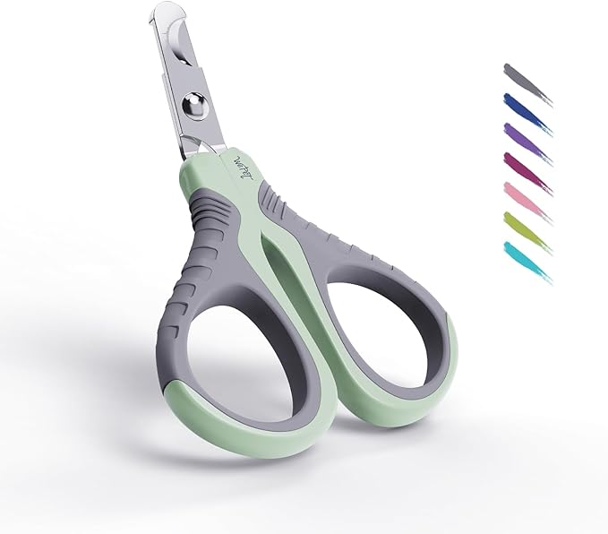 WePet Pet Nail Clippers U07.1, Professional Claw Trimmer, Bended Scissor Special for Cats, Kittens, Dogs, Puppies, Small Animals, Grey/Tea Green
