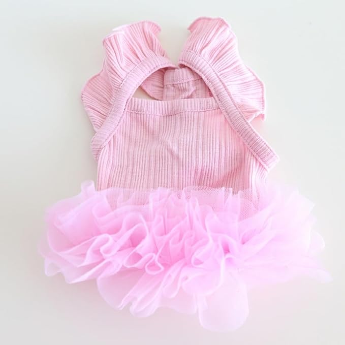 Hdwk&Hped Small Dog Dress Breathable Summer Dog Dress for Puppy Cats Girl Female Tutu Cake Skirt Princess Dress for Birthday Party Costume (Tutu Skirt - Pink, X-Small)