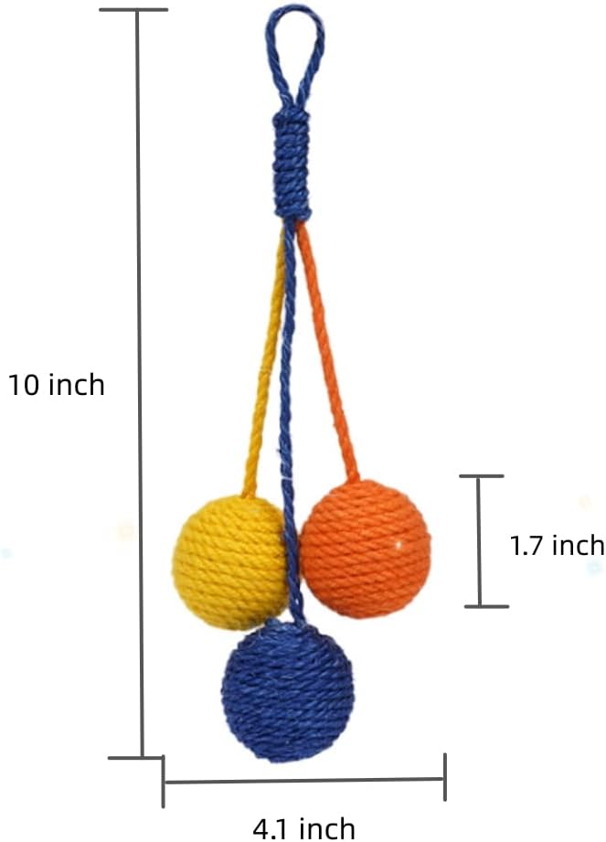 Cat Toy Sisal Ball Hanging Cat Toy Handmade Cat Rope Ball Chew Eco-Friendly Toy Pets Interactive Toy Cat Toys for Indoor Cats (Original Color, 1pcs)