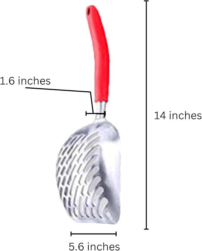 SunGrow Large Cat Litter Scoop, Life Transforming Cat Scooper, Reduces Hand Fatigue, Use with Small Litter Type, Saves Clear Litter, Makes Scooping Faster and Easier (Red, Large)