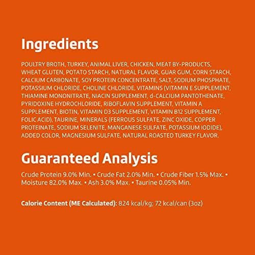 Amazon Brand - Wonder Bound Canned Wet Cat Food (Turkey Recipe in Gravy), No Artificial Flavors, Adult Recipe, 3 Ounce (Pack of 24)