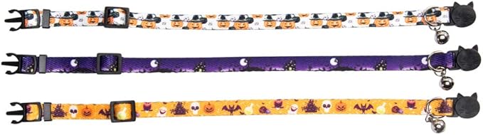 3 Pack Halloween Cat Collar with Bell Breakaway Adjustable
