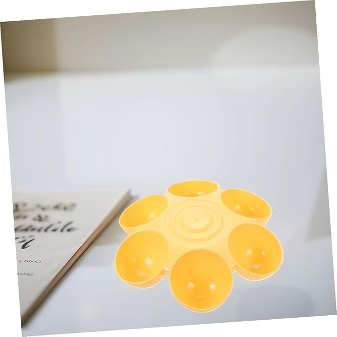 Cabilock 2pcs Flower-Shaped Pet Food Bowls with 6-Petal Multi-Slot Design, Non-Skid Portable Cat and Dog Feeding Dishes for Multi-pet Feeding and Watering, Yellow