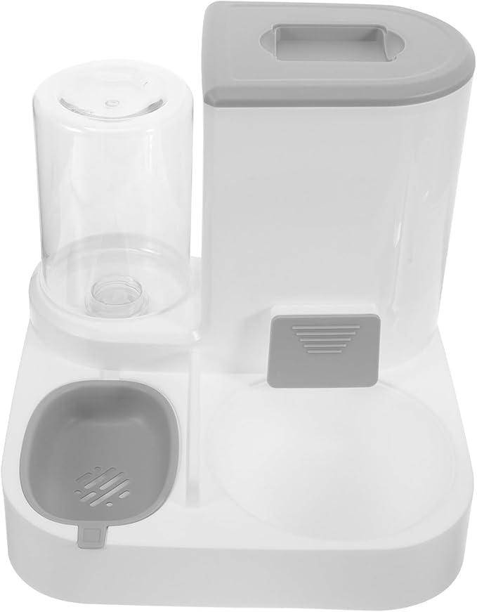 Automatic Pet Food Feeder and Water Dispenser, Large Capacity Dry and Wet Separation, Grey Pet Feeder Station for Cats and Dogs, Suitable for Multi-pet Feeding