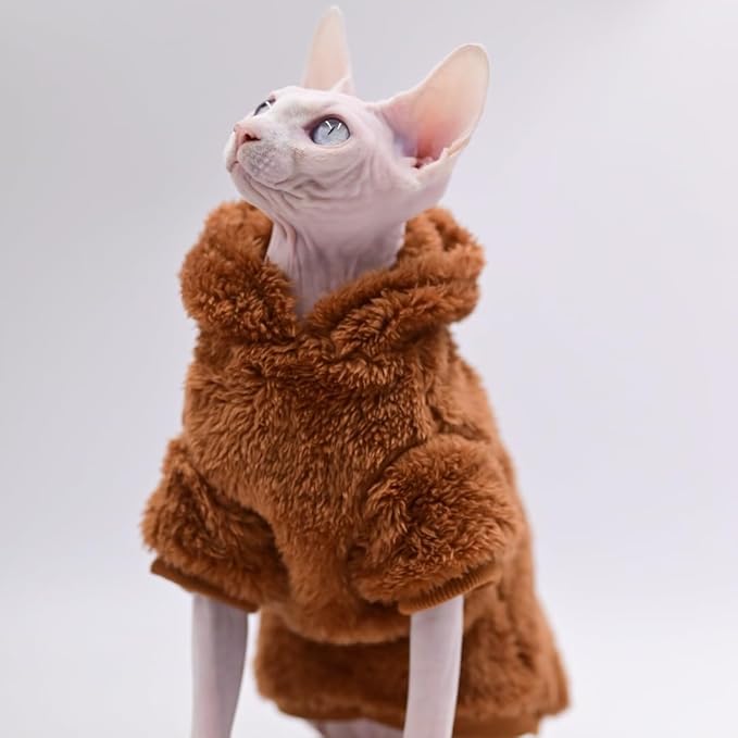 Sphynx Cat Apparel Kitty Clothes Warm Autumn and Winter Hairless Cat Outfits Cat Clothes for Devon Rex Cats, Cornish Cats and Small Cats (Black, Medium)