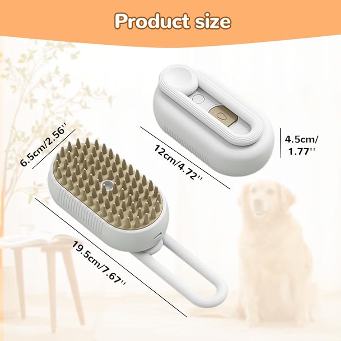 2026 New Cat Steam Brush, 3 in 1 Pet Steam Groomer Comb, Rechargeable Pet Steam Groomer Brush for Massaging and Cleaning Shedding Pets Hair, Anti-Static Hair Removal Comb for Cats Dogs (White)