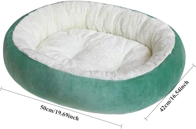 Warming Round Plush Pet Bed, Winter Warm Dog Bed for Small Dogs & Cat Bed for Indoor Cats, Calming Pet Mat Pad for Puppy Kitty, Pet Supplies(Green,Medium)