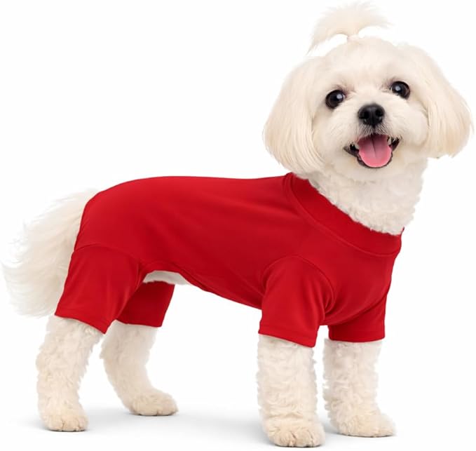 Lovelonglong Dog Full Bodysuit – Stretchy Yoga Fabric 4-Leg Dog Pajamas, Breathable & Lightweight Dog Onesie for Indoor & Outdoor, Shedding Control & Travel Wear