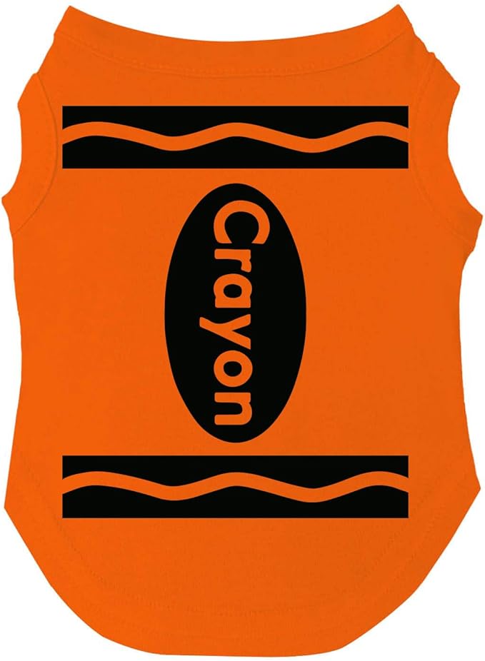 Crayon Dog Tee Shirt | Sleeveless Breeds | Halloween | Trick or Treat | Group Costume | School Parade | Family Outfits |Orange, Small 410