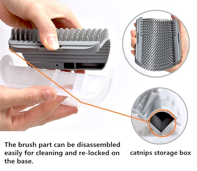 6 Pack Cat Self Groomer with Catnip Pouch Wall Corner Groomers Cat Face Scratcher Pet Grooming Brush Massage Combs for Cats Fur Pets Dog Kitten Puppy(Black & Gray)