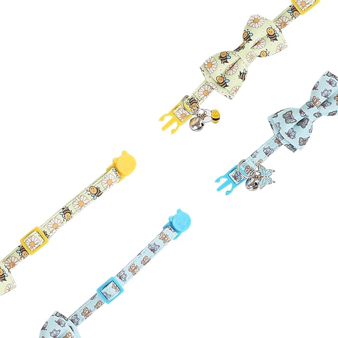 Cat Collar Breakaway with Cute Bow Tie and Bell Accessories for Kitty Adjustable Safety