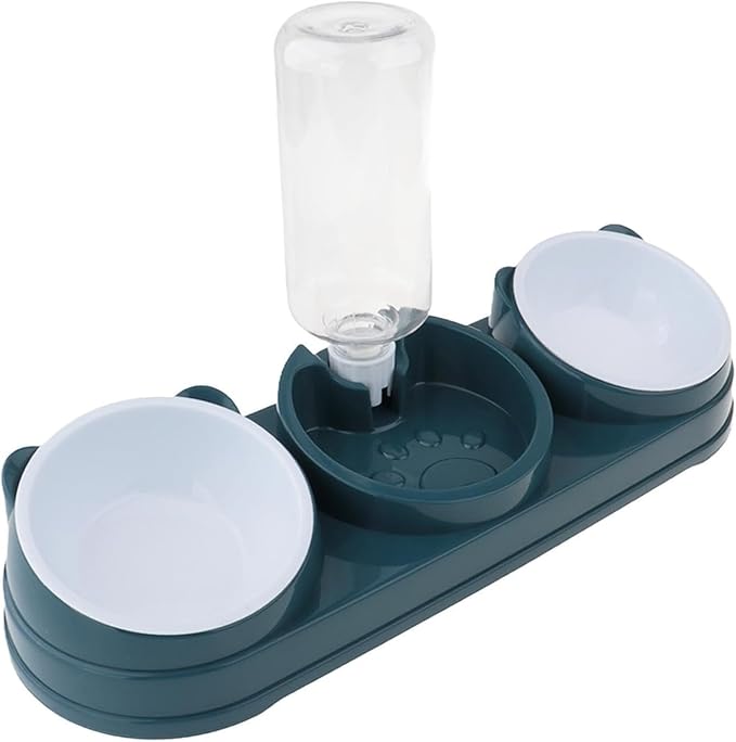 Elevated Double Bowl Pet Feeders with Automatic Water Dispenser Antislip Base for Dog Cats Daily Feeding Watering Supply Automatic Water Dispenser Pet Bowl