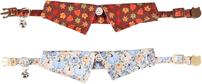 Fall Cat Collar Thanksgiving Day Breakaway with Bow Tie and Bell Autumn Holiday for Kitty Adjustable Safety