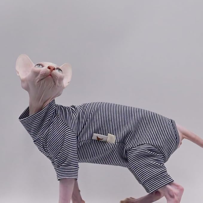 Sphynx Cat Clothes 4 Legs Pure Cotton Comfortable Stretch Hairless Cat Clothes, Devon Clothes, Kornish Clothes and Small Cats (XX-Large)