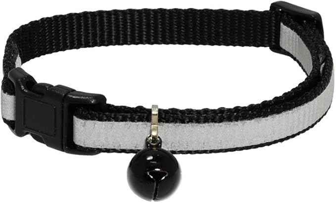 Reflective Cat Collar. Safety Release Buckle. Adjustable Cat Collar (Black,)