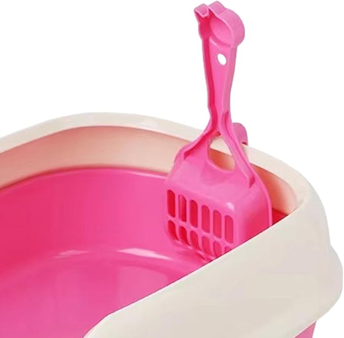 High-Sided Anti-Splash Cat Litter Box Open Top Kitty Litter Pan Pet Sand Tray for Indoor Cats- red