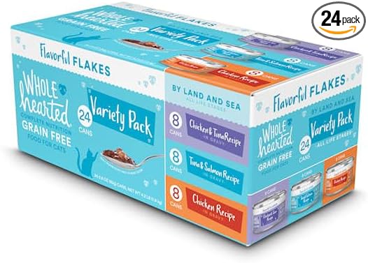 WholeHearted by Petco Grain Free By Land and Sea Flaked Wet Cat Food Variety Pack for All Life Stages 2.8 oz. Count of 24