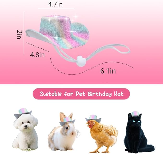 Colorful Pet Cowgirl Hat for Dog Cat Cowgirl Hat Costume for Dogs Cats Cowboy Accessories for Girls Boys Colorful Hats for Cowboy Cowgirl Hair Accessories for Kids Daughter Son Grandkids
