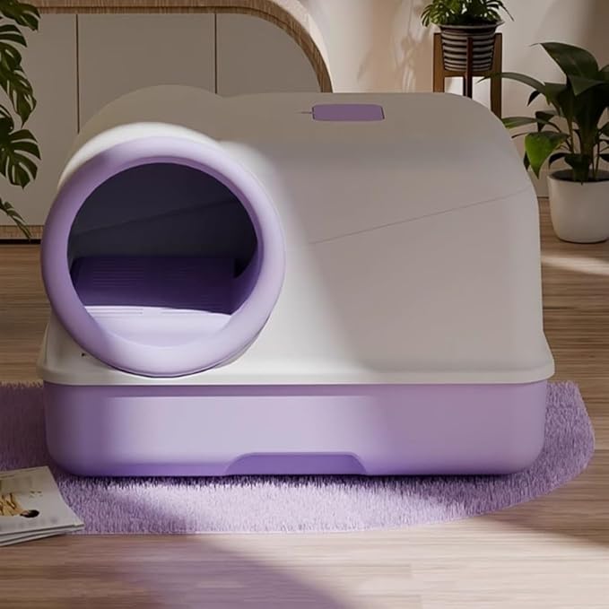 Pet Supplies, Enclosed Splash,Proof Cat Litter Box with Lid & Scoop for All Cats(Yellow)