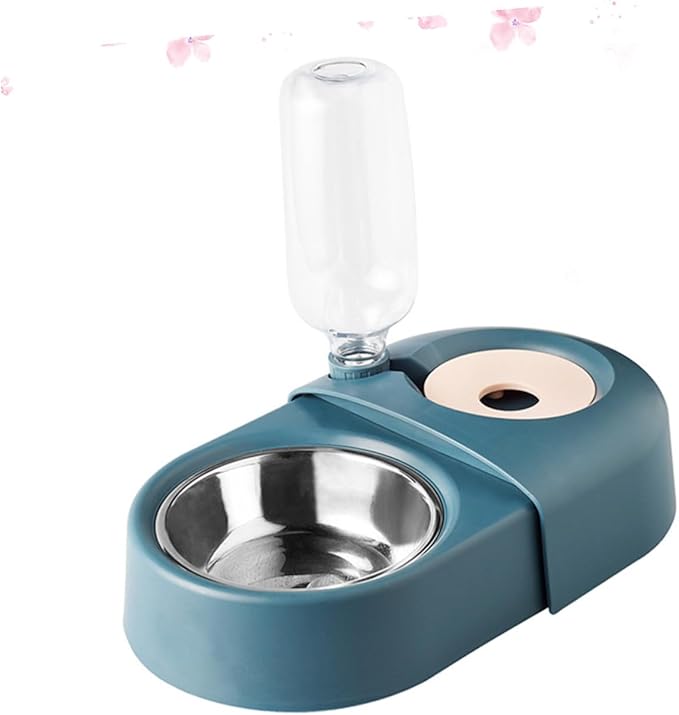 VICASKY Automatic Pet Feeder and Water Bowl, Blue Anti-Spill Dog and Cat Feeding Dish for Home Use, Sturdy Food-Grade Plastic Pet Feeding Bowl for Dogs and Cats