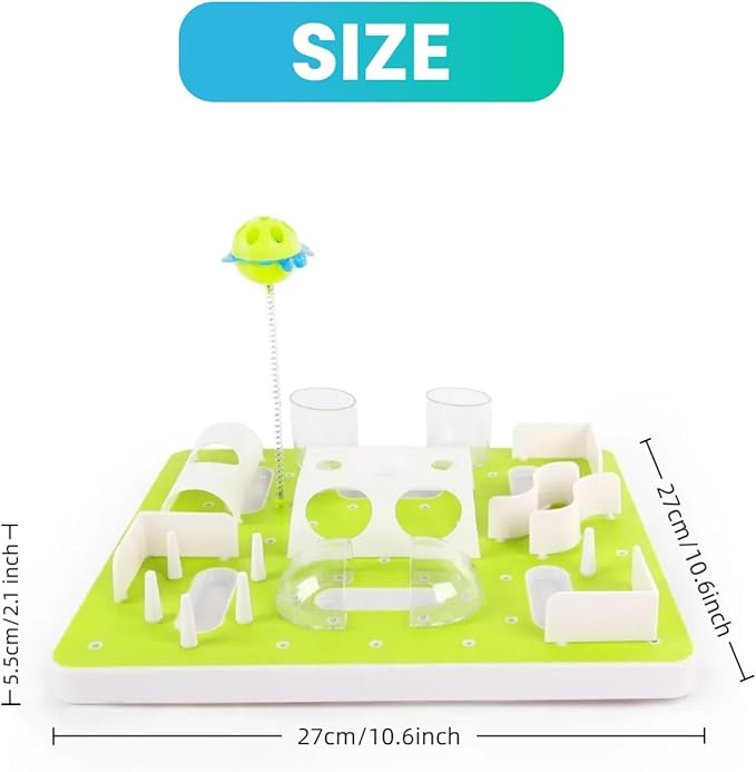 ALL FOR PAWS Interactive Cat Puzzle Feeder, Slow Feeder with Teaser Ball, Treat Maze Feeder & Brain Toy, Mentally Stimulating Enrichment Toy for Kittens & Indoor Cats
