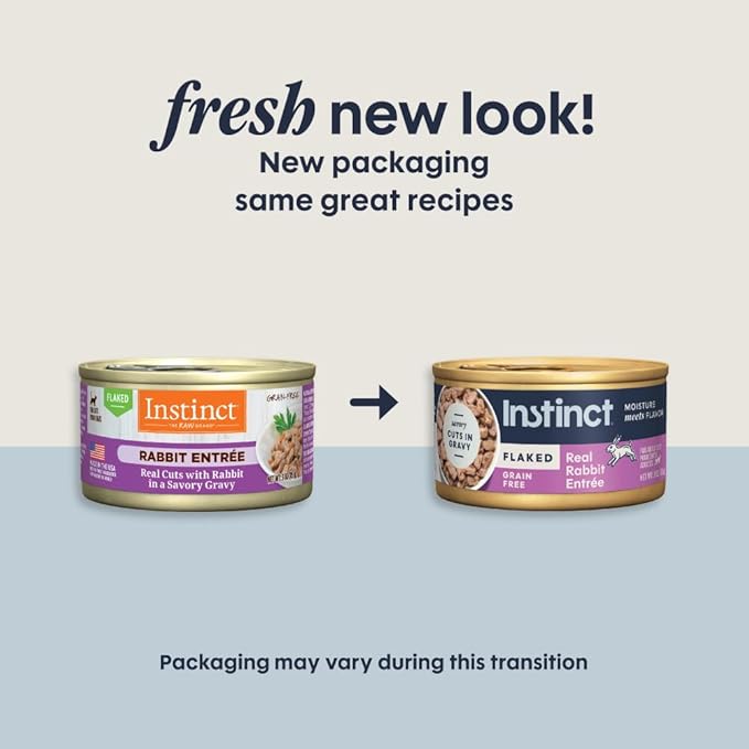 Instinct Flaked Entrees in Gravy, Wet Canned Cat Food, Grain-Free - Rabbit, 3 oz. Cans (Pack of 24)
