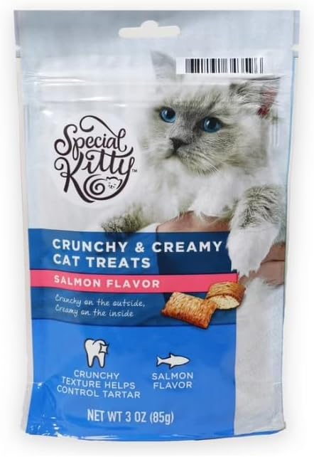 Special Kitty Crunchy and Creamy Cat Treats Salmon Flavor, 3 oz Pack of 4