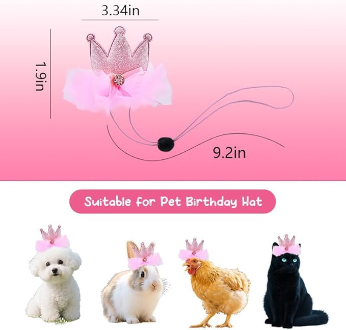 Birthday Girl Hat for Daughter Granddaughter Crown Hat with Lace Happy Birthday Hats for Girls Pink Cap for Pet Dog Cat Bday Hats for Girl Daughter Granddaughter Bday Party Hats for Girls