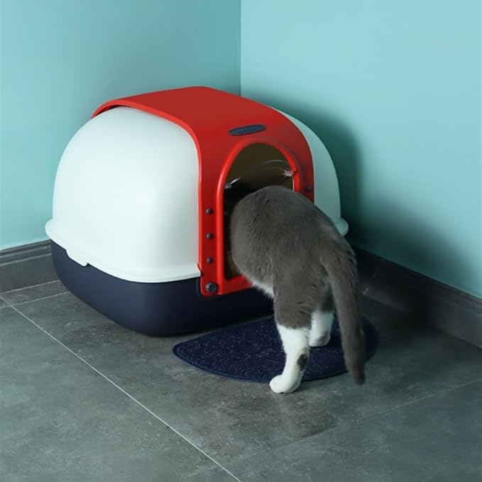 Pet Supplies, Large Covered Cat Litter Box, Anti-Splash Enclosed & Easy Clean, w/Scoop & Mat(Green)