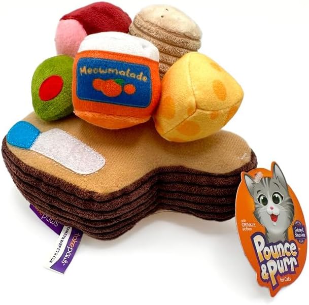 Pounce & Purr® Deluxe Interactive Cat Toy Set – 6 Piece Detachable Plush Catnip & Silvervine Playset with Themed Toys & Kicker Base