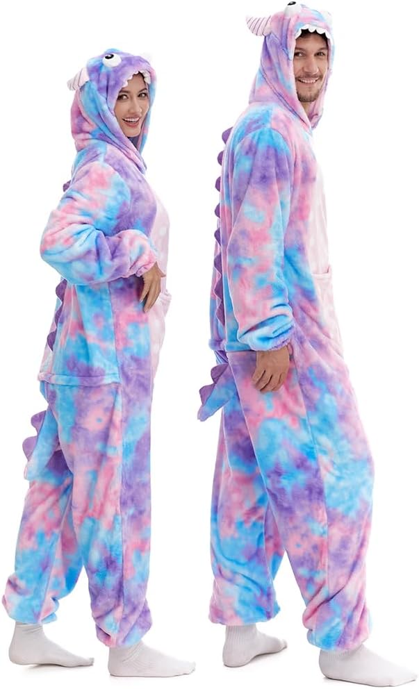 HSCTEK Fuzzy Teddy Fleece Adult Onesies Pajamas - Teen Long Sleeve Zip Up Hooded Blanket Sleep - One Piece Costume