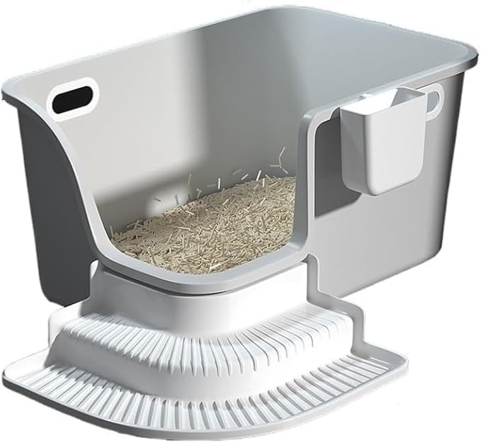 Pet Supplies, Large High Sided Cat Litter Box with Scoop, Leakproof & Easy Clean
