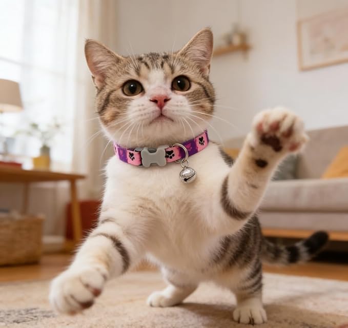 Cat Collar Set with Bell, Breakaway Nylon Kitten Collars, Safe Pet Accessories in Mixed Colors Adjustable 8-13 inches(4 pcs)