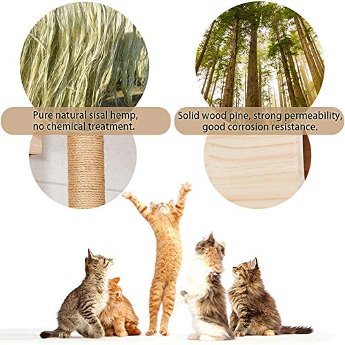 9pcs Wall Wood Climber Set - 2 Cat Condos Houses & 4 Shelves & 2 Ladders & 1 Sisal Cat Scratching Post Cat Steps, Perch & Bed