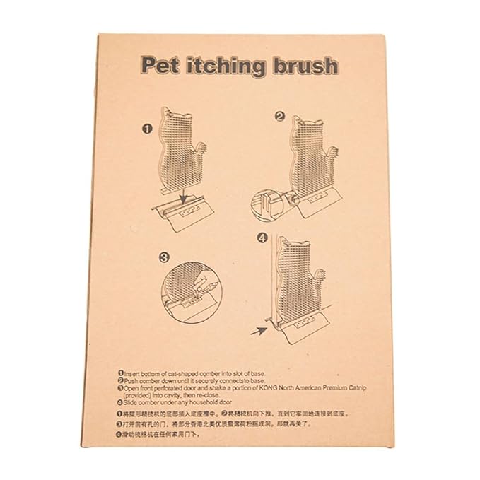 Cat Corner Self Groomer Brush with Catnip - Soft Wall Scratcher and Grooming Brushes - Pet Self Massage Combs for Indoor Cats